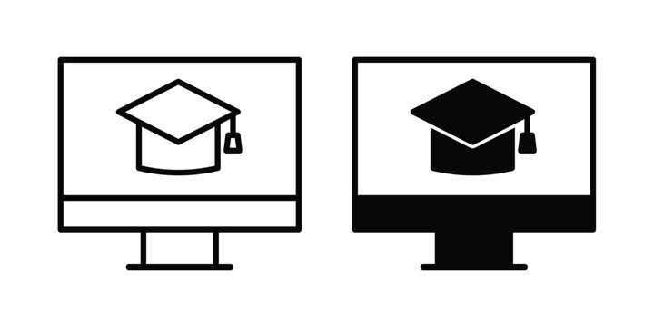 Online education icon vector symbol design set for web