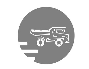 Mining Dump Truck Silhouette Icon on Circular Background  © Yann