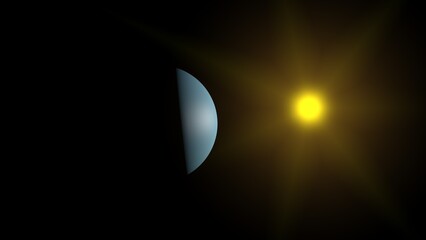 Realistic Uranus Planet in the outer space. High detailed texture. 3d illustration © Wublie