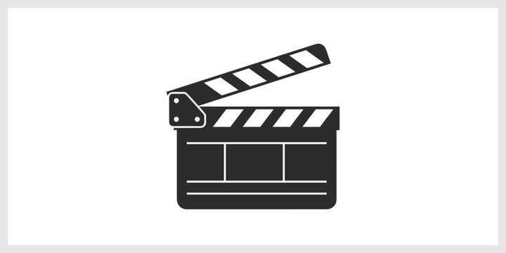 Movie Clapper Board Icon Symbol for Film Production and Video Entertainment