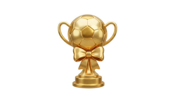Football Trophy 3D Icon with Golden Cup and Ball Award Sport Victory Vector Illustration
