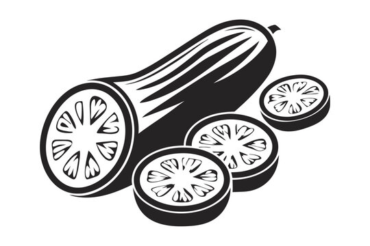 Organic Zucchini Slice Sketch Vector Illustration for Healthy Food Menus
