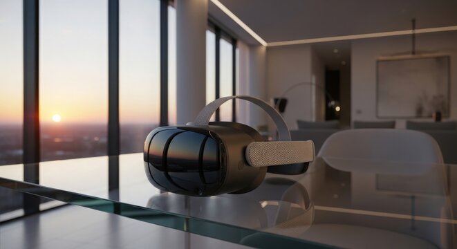 Luxury private helicopter parked on a rooftop helipad during sunset with modern interior visible through windows.