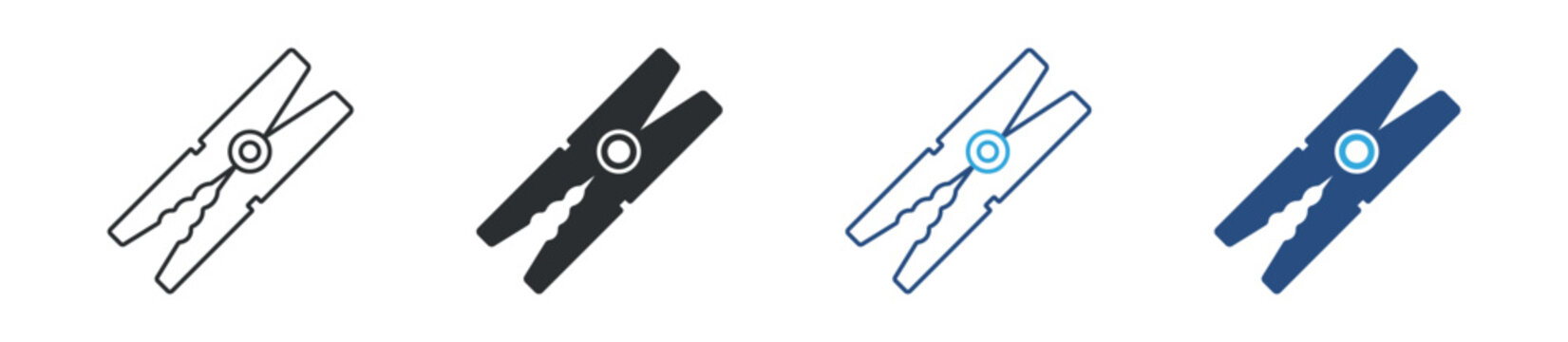 Clothespin clip icon set. laundry peg tool. household and cleaning concept. vector illustration.
