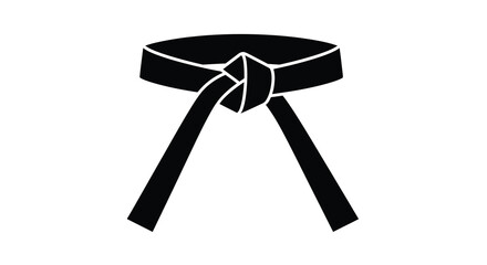 karate belt silhouette with tied knot black color isolated on white background high quality professional detailed modern elegant stylish clean crisp © VoDesign02