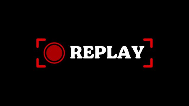 Red replay recording icon motion design on transparent background