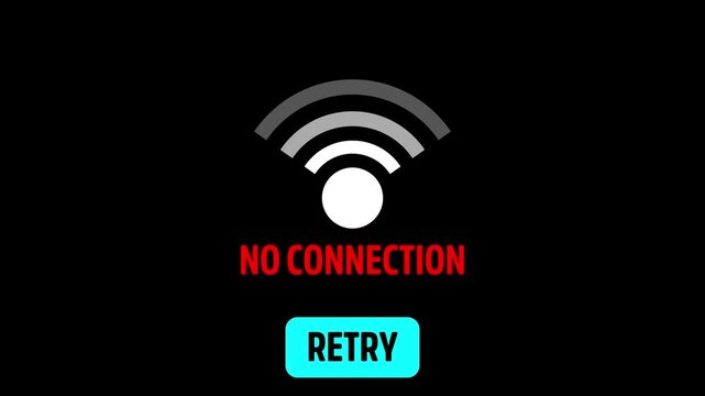 wifi connection lost warning with retry ui animation.