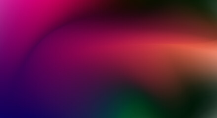 Obraz premium Abstract blurred background with smooth gradient transition from deep purple and magenta to warm orange and dark green