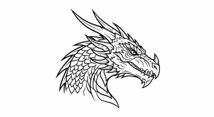 Obraz premium Fierce dragon head, detailed scales, sharp teeth, menacing eyes, spiky crest