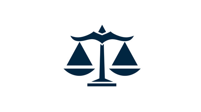 A dark blue graphic of the scales of justice, representing balance and fairness