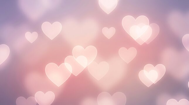 Soft focus Mother's Day pink and purple hearts background with bokeh effect