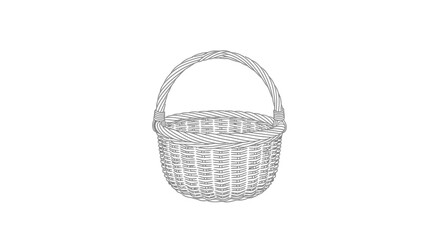 Obraz premium Line art drawing of an empty wicker basket