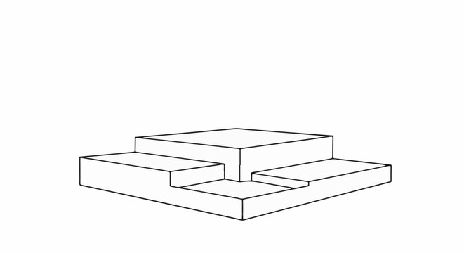 A three-tiered isometric platform for displaying objects or awards
