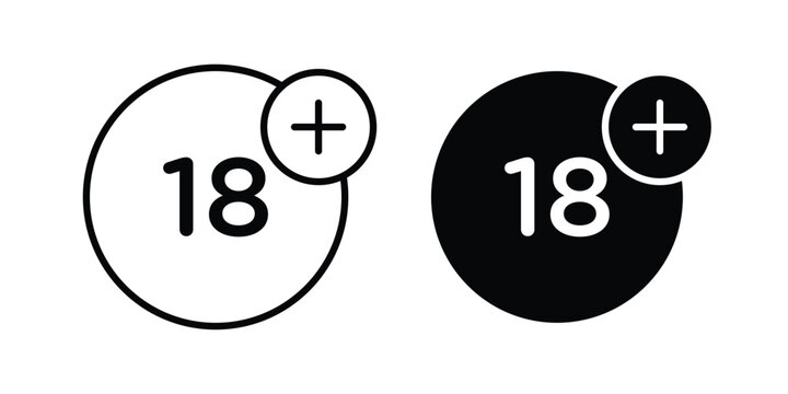 18 Plus icon black and white