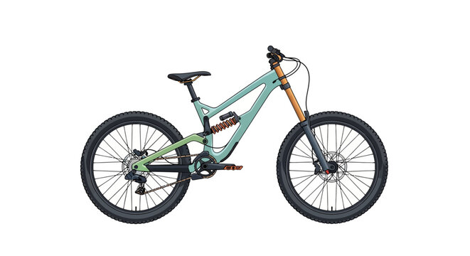 Illustration of a full suspension downhill mountain bike