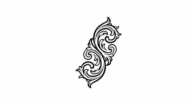 Intricate black scrolling flourish on a white background