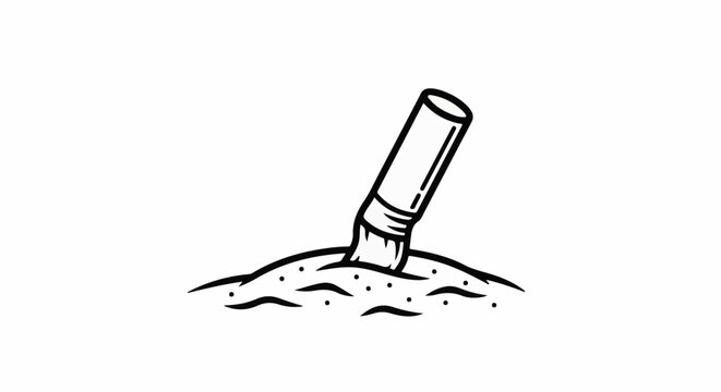 Drawing of a cigarette butt with bristles digging into soil