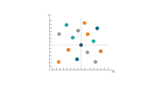 Vector graph, colorful dots, scatter plot, business data visualization, infographic elements