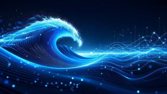 Futuristic Ocean Wave Energy Flow with Digital Signal Transformation