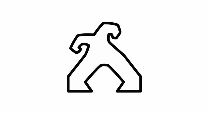 Minimalist black outline of a figure in a dynamic pose