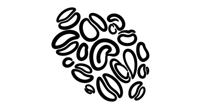 Hand drawn sketch of roasted coffee beans isolated on white background