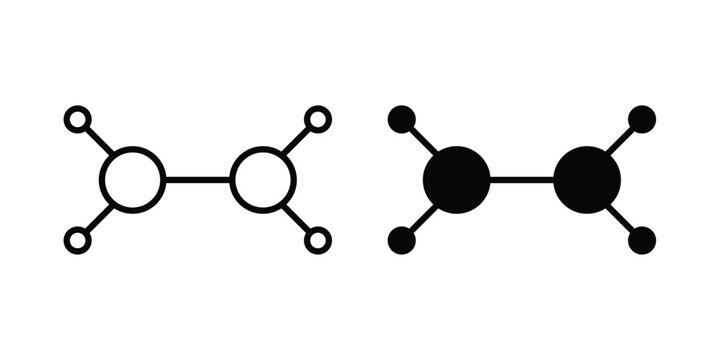Ethylene molecule icon black and white
