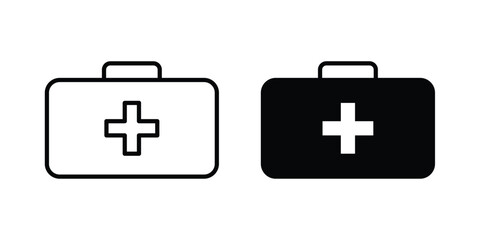 Fototapeta premium First aid box icon black and white