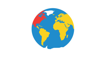 Obraz premium Stylized globe with colored continents on a white background