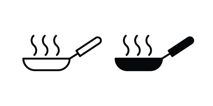 Frying pan icon black and white