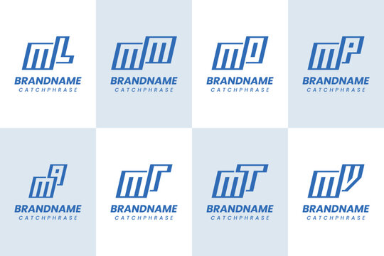 Letters ML MM MO MP MQ MR MT MV Monogram Logo Set