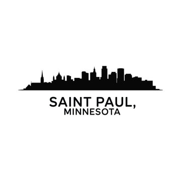 saint paul minnesota skyline silhouette on white background