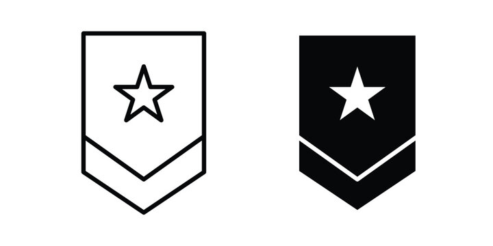 Military rank badge icon black and white
