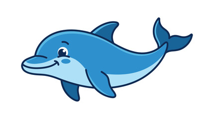 Naklejka premium Flat Vector Illustration of Cartoon Dolphin