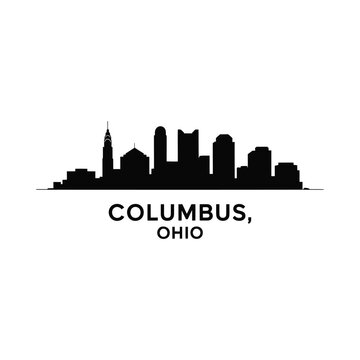 Columbus Ohio skyline silhouette against a white background