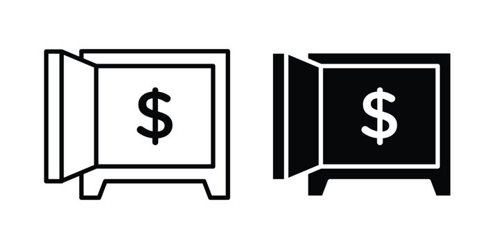Open safe icon black and white