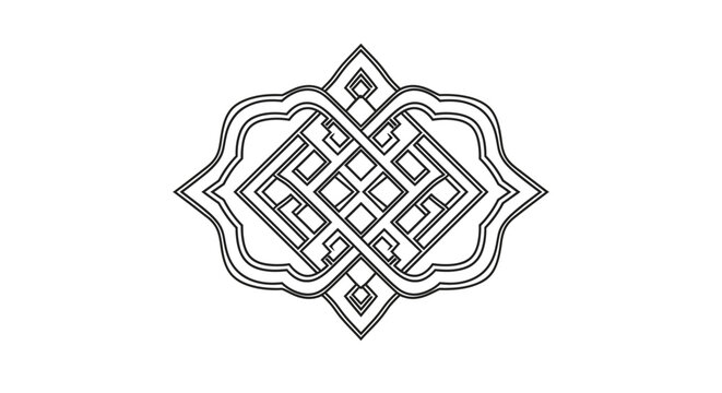 Abstract geometric pattern with endless knot symbol