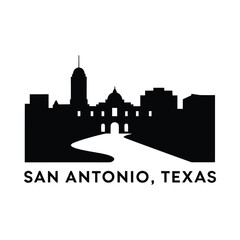 Obraz premium San Antonio Texas skyline silhouette against white background