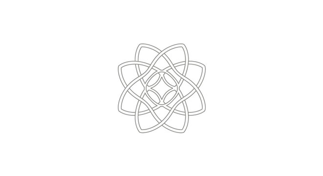 Minimalist gray outline of a symmetrical geometric Celtic knot logo icon.