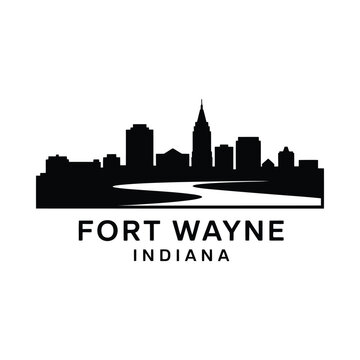 fort wayne skyline silhouette against white background