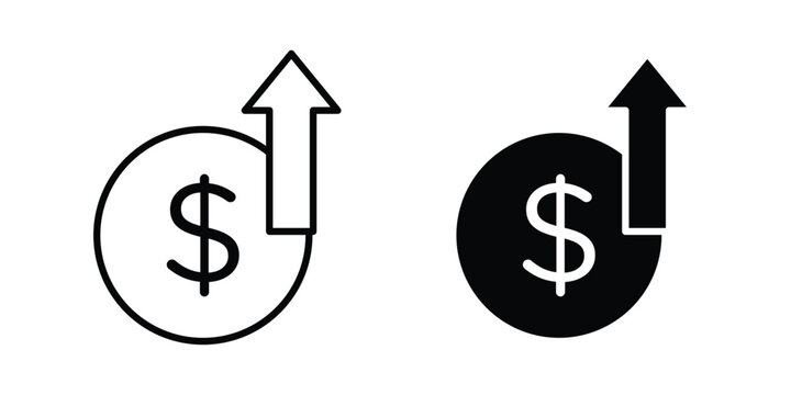 Profit growth icon black and white