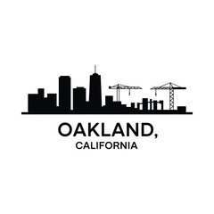 Fototapeta premium Oakland california skyline silhouette with construction cranes