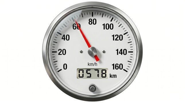 Close-up of a car speedometer showing 60 km/h speed and 0578 km distance