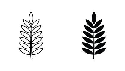 Botanical fern leaf illustration set featuring detailed foliage graphics in both outline and solid silhouette styles © Digital