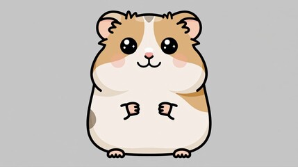 Fototapeta premium Cute Cartoon Hamster Character Illustration Isolated on Gray Background
