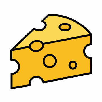 Cheese icon, swiss cheese slice for food design