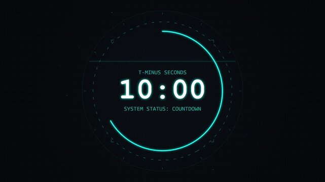 Dynamic digital countdown timer showcasing a critical 10-second sequence on a modern dark background, perfect for tech, launch, or event anticipation