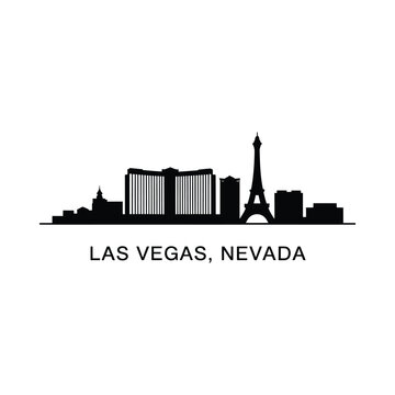 Las Vegas skyline silhouette against a white background