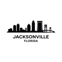 Fototapeta premium Jacksonville florida skyline silhouette on white background