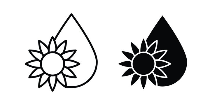 Sunflower oil icon black and white