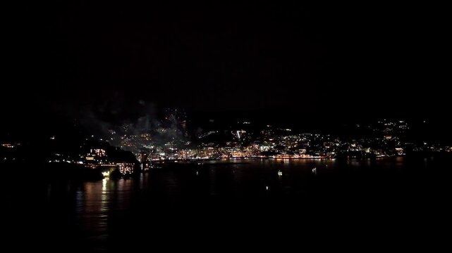 Colorful Fireworks | Atami Night | Japan - 4K Aerial Video
